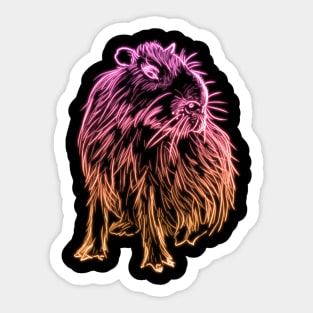 Pink and orange neon ombre capybara Sticker